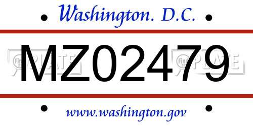MZ02479 District Of Columbia License Plate