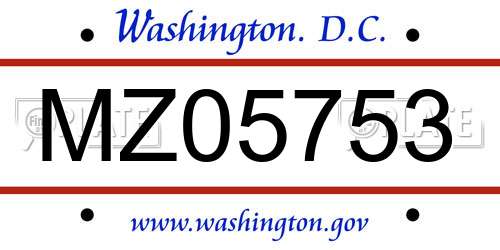 MZ05753 District Of Columbia License Plate