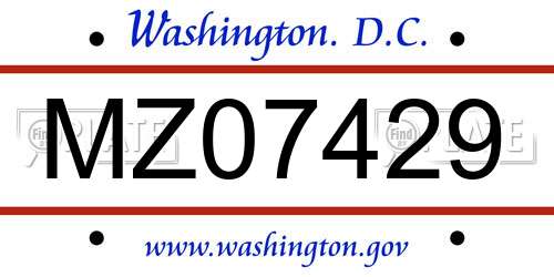 MZ07429 District Of Columbia License Plate