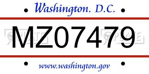 MZ07479 District Of Columbia License Plate