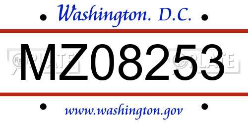 MZ08253 District Of Columbia License Plate