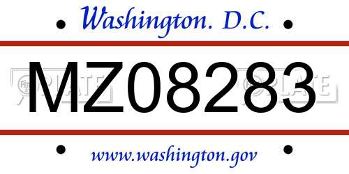 MZ08283 District Of Columbia License Plate