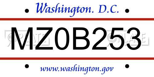 MZ0B253 District Of Columbia License Plate