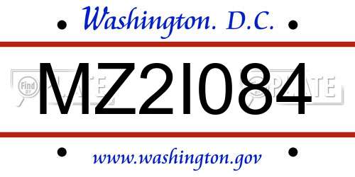 MZ2I084 District Of Columbia License Plate