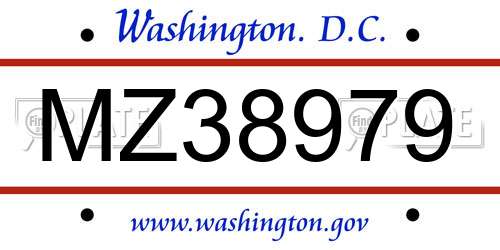 MZ38979 District Of Columbia License Plate