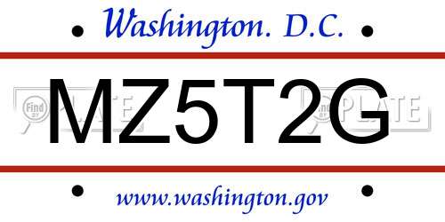 MZ5T2G District Of Columbia License Plate