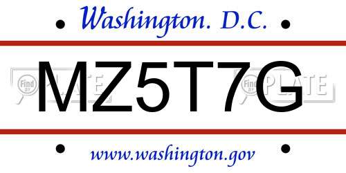 MZ5T7G District Of Columbia License Plate
