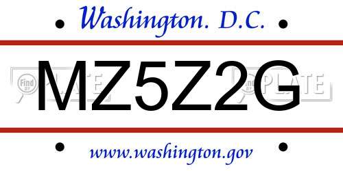 MZ5Z2G District Of Columbia License Plate