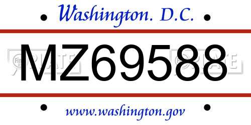 MZ69588 District Of Columbia License Plate
