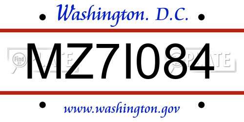 MZ7I084 District Of Columbia License Plate