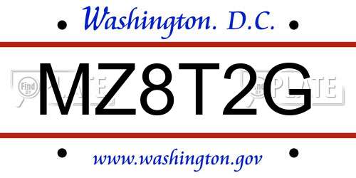 MZ8T2G District Of Columbia License Plate