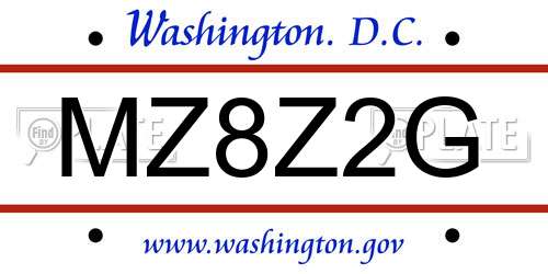 MZ8Z2G District Of Columbia License Plate