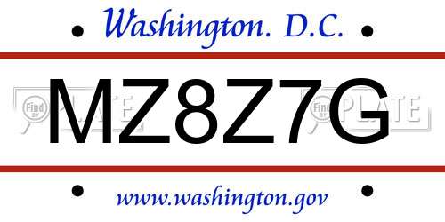MZ8Z7G District Of Columbia License Plate