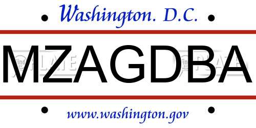 MZAGDBA District Of Columbia License Plate