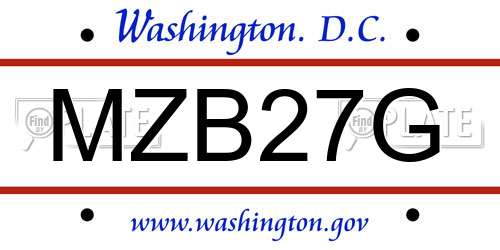 MZB27G District Of Columbia License Plate