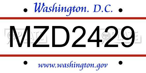 MZD2429 District Of Columbia License Plate