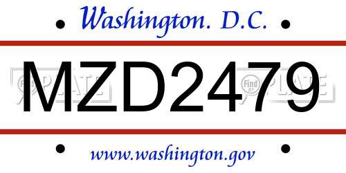 MZD2479 District Of Columbia License Plate