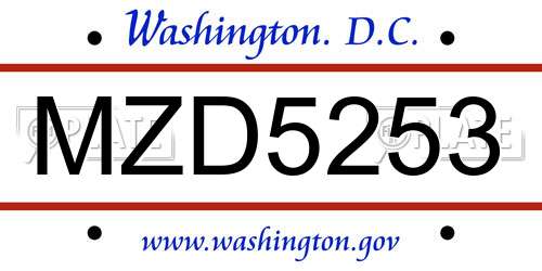 MZD5253 District Of Columbia License Plate