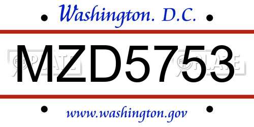 MZD5753 District Of Columbia License Plate