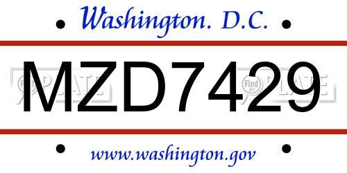 MZD7429 District Of Columbia License Plate