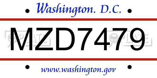 MZD7479 District Of Columbia License Plate