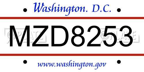 MZD8253 District Of Columbia License Plate