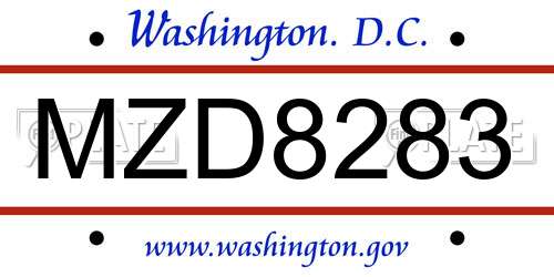 MZD8283 District Of Columbia License Plate