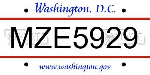MZE5929 District Of Columbia License Plate