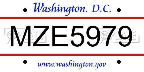 MZE5979 District Of Columbia License Plate