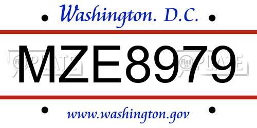 MZE8979 District Of Columbia License Plate