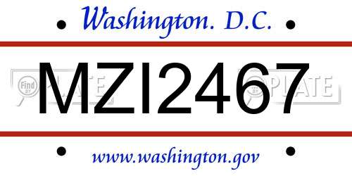 MZI2467 District Of Columbia License Plate