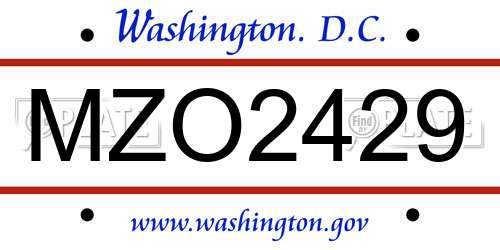 MZO2429 District Of Columbia License Plate