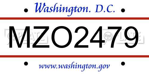 MZO2479 District Of Columbia License Plate