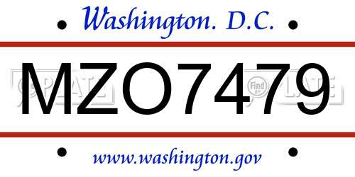 MZO7479 District Of Columbia License Plate