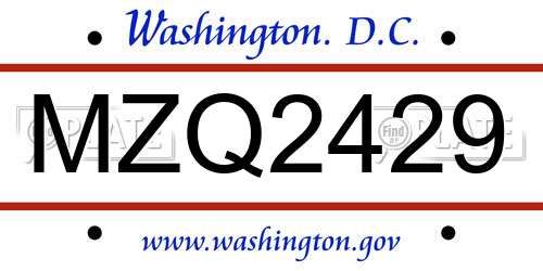 MZQ2429 District Of Columbia License Plate