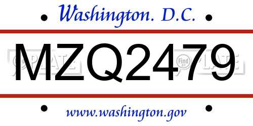 MZQ2479 District Of Columbia License Plate