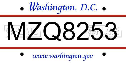 MZQ8253 District Of Columbia License Plate