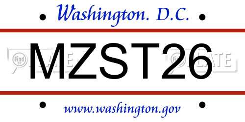 MZST26 District Of Columbia License Plate
