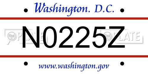 N0225Z District Of Columbia License Plate