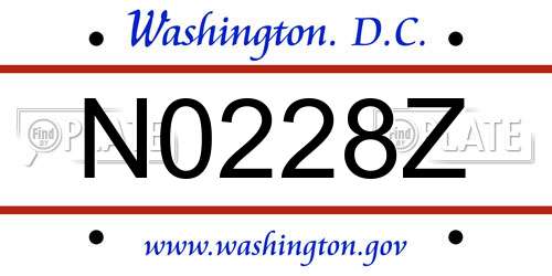 N0228Z District Of Columbia License Plate