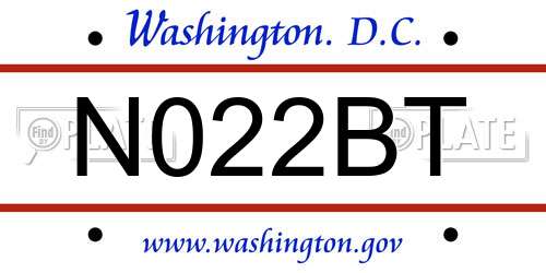 N022BT District Of Columbia License Plate