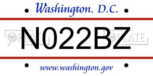 N022BZ District Of Columbia License Plate
