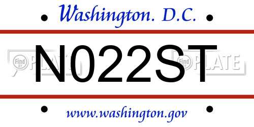 N022ST District Of Columbia License Plate