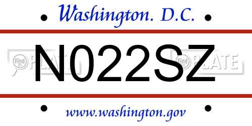 N022SZ District Of Columbia License Plate