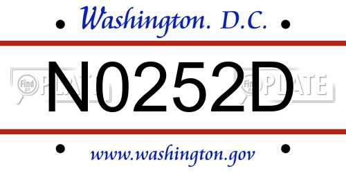N0252D District Of Columbia License Plate