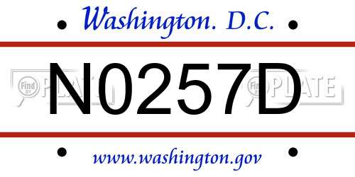 N0257D District Of Columbia License Plate