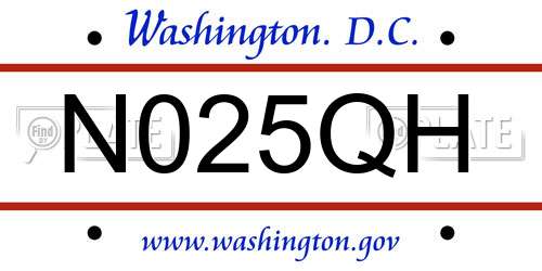 N025QH District Of Columbia License Plate