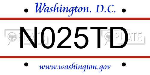N025TD District Of Columbia License Plate