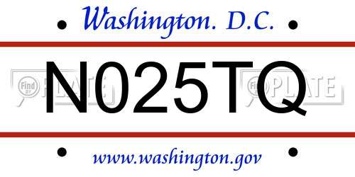 N025TQ District Of Columbia License Plate
