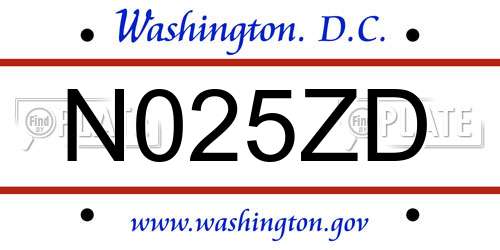 N025ZD District Of Columbia License Plate